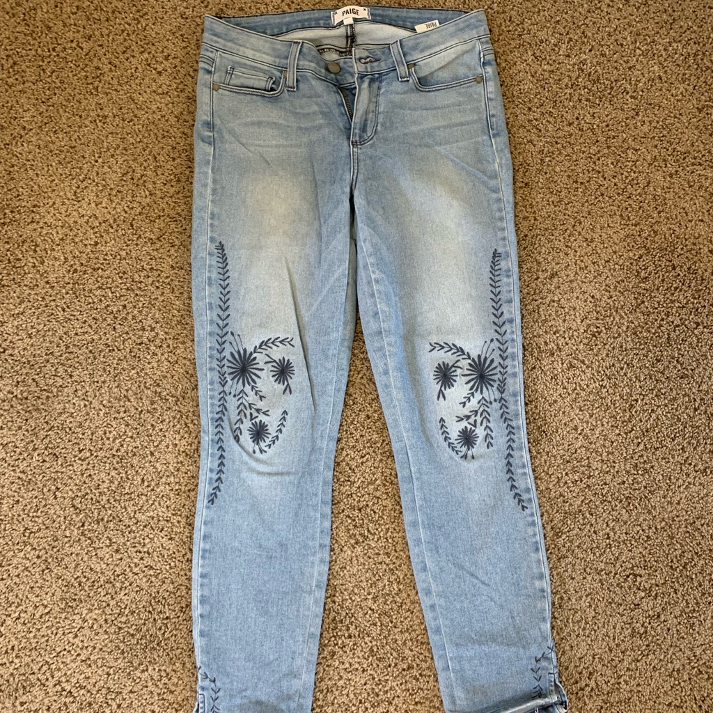 Embroidered Paige Jeans
